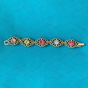 Elegant Gold and Multicolor Stone Bracelet 5” girls